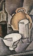 Juan Gris, Winebottle and kettle of tile